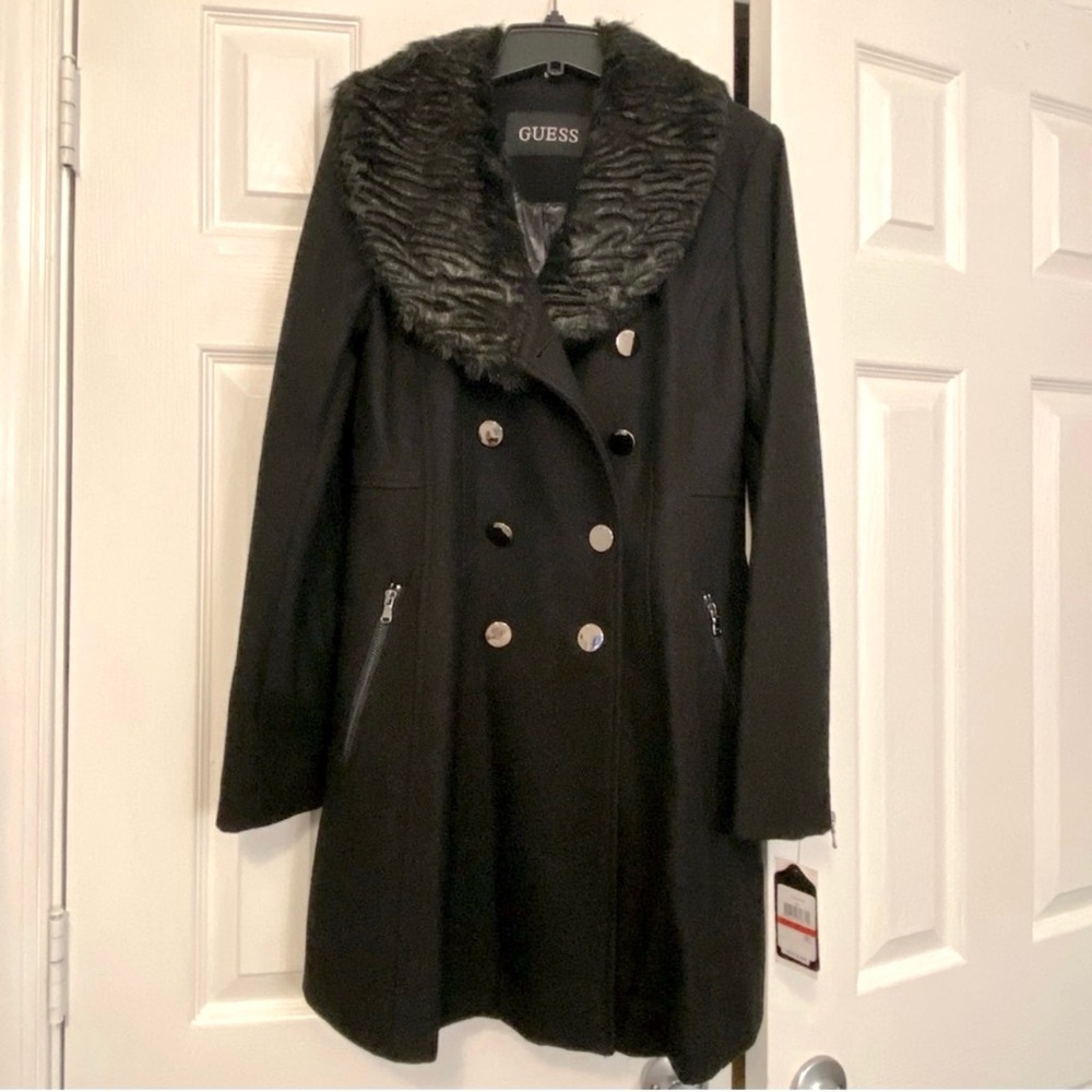 GUESS Suede Faux Fur Coat NWT Size X-Small
